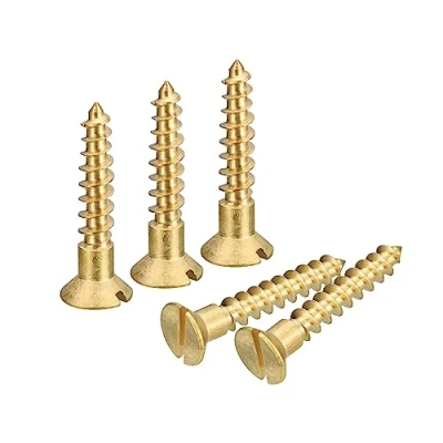 Abbildung von sourcing map 25Stk Messing Holz Schrauben M4x20mm Geschlitzt Antrieb Flach Kopf Selbstschneidend Senkkopf für Holzarbeiten Möbel