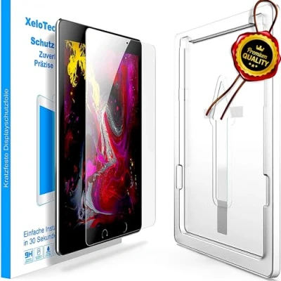 Abbildung von XeloTech Schutzglas für iPad Air 10.5 Zoll (2019) / Pro (2017) mit Schablone Kompatibel Hülle &amp; Case Panzerfolie, Hartglas, Schutzfolie