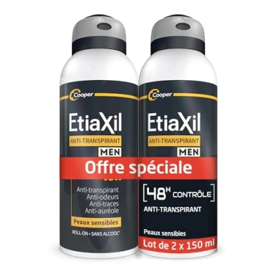 Abbildung von ETIAXIL Deodorant gegen Schwitzen für Herren mäßiges Achseln Kontrolle 48 Stunden Aerosol 150 ml 2 Stück