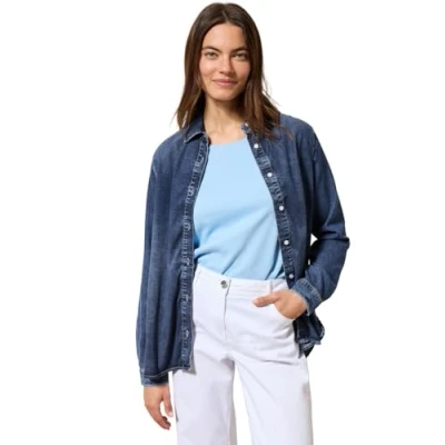 Abbildung von CECIL Damen B345574 Jeanshemd, Light Blue wash, XXL