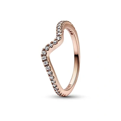 Abbildung von PANDORA Funkelnde Welle Ring aus Sterlingsilber mit Zirkonia in der Farbe Roségold, Timeless Collection, Gr.58, 182539C01 58