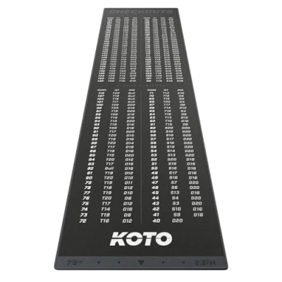 Abbildung von KOTO Carpet Checkout Grau 237x60cm Dartmatte, Professionelle Dartmatte zum Schutz des Bodens und der Dartpfeile, Mit Score Indikation Oche, Die Rechenhilfe Macht Ihnen das Rechnen Einfacher!