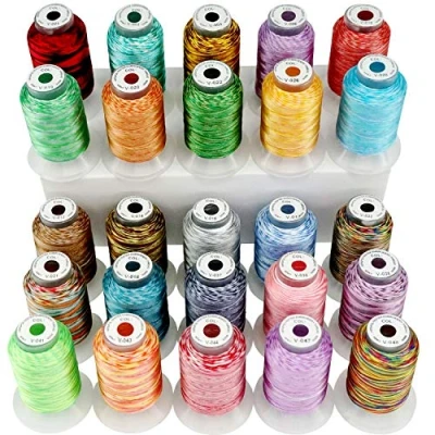 Abbildung von New brothread 25 Multi Farben Polyester Maschinen Stickgarn 500M (550Y) für Brother/Janome/Singer/Babylock/Kenmore/Bernina/Husqvaran Stickereimaschine