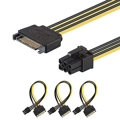 Abbildung von J&amp;D [3er Packung] SATA 15 Pin auf 6 PCI Express (PCIe) Adapter für Videografikkarte 20cm