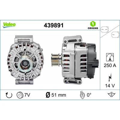 Abbildung von VALEO 439891 Lichtmaschine 14V 250A