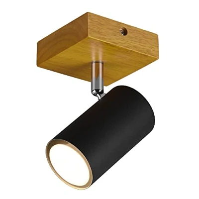 Abbildung von Trio Leuchten Spotleuchte Marley 812400132, Metall Schwarz matt, Holz, exklusiv 1x GU10, Flex Connect