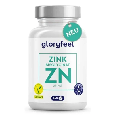 Abbildung von Zink Tabletten 25mg elementares Bisglycinat (Zink Chelat) Höchste Bioverfügbarkeit Perfekt verträglich 240 kleine, vegane hochdosiert Laborgeprüft und ohne unnötige Zusätze