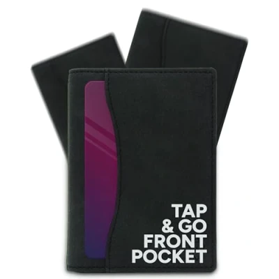 Abbildung von AKIELO Geldbörse Faltbar mit Zuglasche, RFID Schutz und Geschenkbox Stylischer „Tap &amp; Go“ Herren Geldbeutel Kontaktloser Kreditkartenschutz Wallet (Oscar Schwarze Ausgabe)