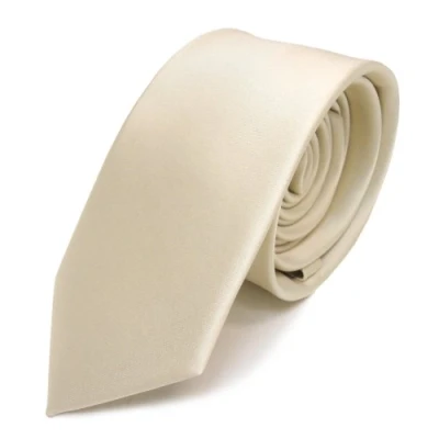 Abbildung von TigerTie Herren Krawatte 6 cm schmale Satin Tie in creme beige elfenbein einfarbig uni Business, festliche Veranstaltungen und Freizeit