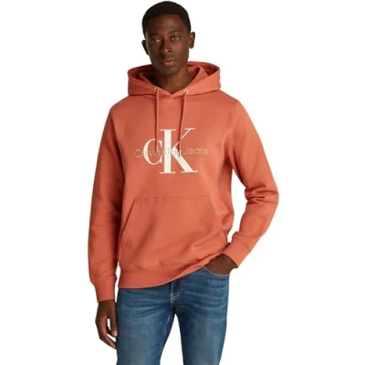 Abbildung von Calvin Klein Herren Hoodie Seasonal Monologo Regular aus Baumwolle, Orange (Aragon), M