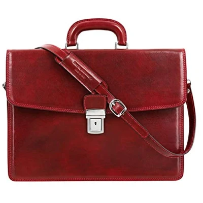 Abbildung von Time Resistance Leder Aktentasche Tasche Handgefertigt in Italien Arbeitstasche mit Schultergurt Businesstasche Umhängetasche