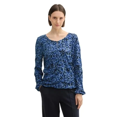 Abbildung von TOM Tailor Bluse, Damen, Größe: XL, Navy watercolor squares design