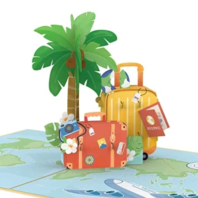 Abbildung von papercrush® Pop Up Karte Reisegutschein „Gute Reise“ 3D Gutscheinkarte für Urlaub, Flitterwochen oder Koffer Lustiges Geldgeschenk Reisekasse, Gutschein Urlaubsreise &amp; Urlaubsgeld