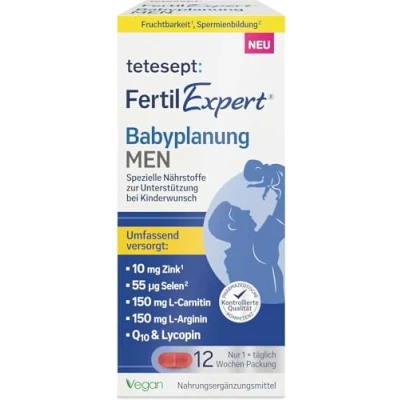 Abbildung von tetesept Fertil Expert® Babyplanung MEN 1 x 84 Tabletten Nahrungsergänzungsmittel für den Mann zur Unterstützung bei Kinderwunsch Spezielle Nährstoffe die Hormon Balance