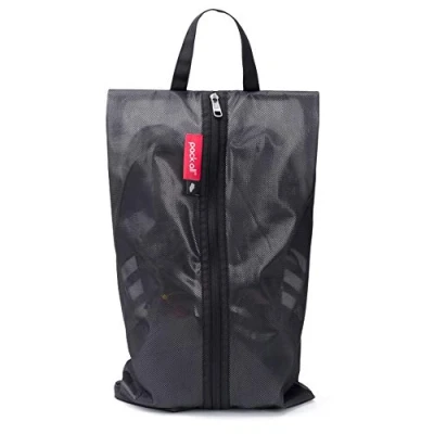 Abbildung von pack all Wasserfeste Reise Schuhbeutel, Schuhorganizer, Schuhtasche mit Reißverschluss, für Männer und Frauen (Plus Schwarz)