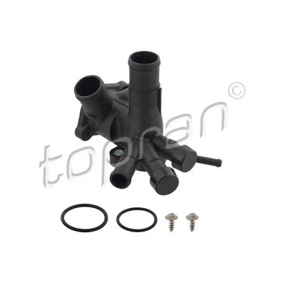Abbildung von TOPRAN 107 331 Flansch mit Dichtungen ohne Thermostat, Schraube VOLKSWAGEN: GOLF 2, Polo II Hatchback, Jetta 2