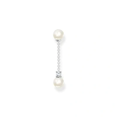 Abbildung von Thomas Sabo Damen Einzel Ohrring Perle mit weißem Stein 925 Sterlingsilber H2212 167 14