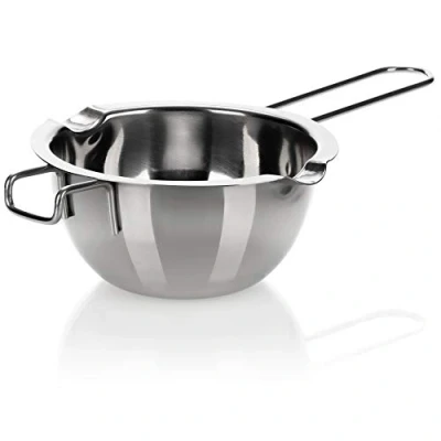 Abbildung von com four® Wasserbad Schmelztopf Schmelzschale mit 2 Ausgüssen Langlebige Schmelzschüssel Rostfreier Edelstahl spülmaschinengeeignet (01 Stück 400ml)
