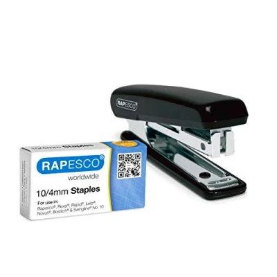Abbildung von Rapesco PSE000AS Taschenheftgerät mit 1000 x 10/4mm Heftklammern, 12 Blatt Heftleistung, zufällig ausgewählte Farben