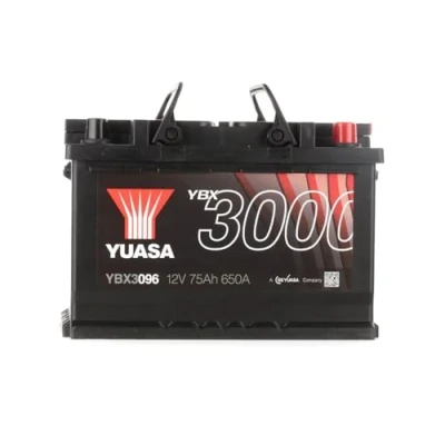 Abbildung von YUASA YBX3000 YBX3096 Batterie 12V 76Ah 680A VOLKSWAGEN: Transporter 5, Golf Scirocco III, BMW: 3 Coupe, Saloon, Touring, AUDI: A4 B8 Avant