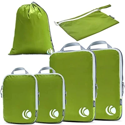 Abbildung von Cipway Kompressions Packwürfel Set, ultraleicht, erweiterbar, Reise Organizer für Handgepäck (grün, 6 Stück)