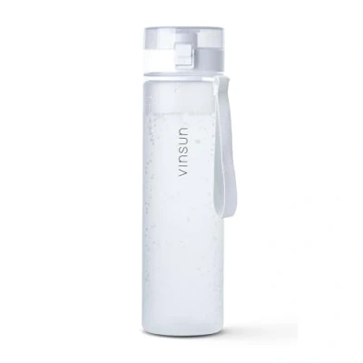 Abbildung von VINSUN Trinkflasche 1L weiß auslaufsicher, Kohlensäure geeignet, BPA frei, Tritan, Einhandbedienung Leichte Wasser Flasche für Sport, Schule, Uni, Fahrrad