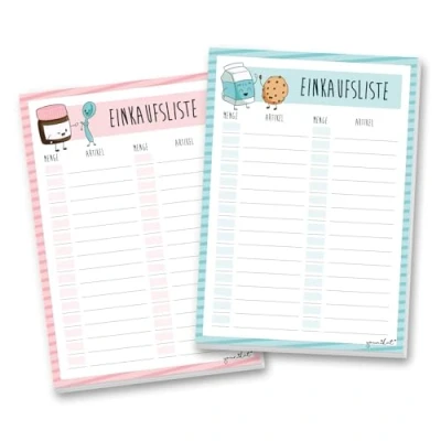 Abbildung von younikat 2 Notizblöcke Einkaufsliste I DIN A6 50 Blatt Einkaufsblöcke Set für die Küche Handtasche Auto Organizer aus Papier zum Abreißen dv_142