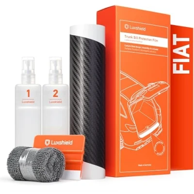 Abbildung von Luxshield Ladekantenschutz Folie für FIAT 500X 334 Facelift I 2018 2024 Stoßstangenschutz, Kratzschutz, Lackschutzfolie Carbon Schwarz