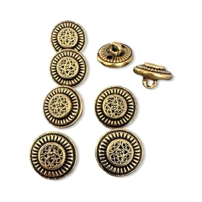 Abbildung von 13mm kleine gold farbene Dirndl Metall Knöpfe Ösenknöpfe