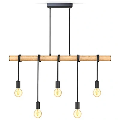 Abbildung von B.K.Licht Pendelleuchte mit E27 Fassung, max. 60 Watt, Vintage, Hängeleuchte, Hängelampe Esstisch, Esszimmerlampe hängend, Wohnzimmerlampe, Küchenlampe, Retro, 90x103 cm, Schwarz