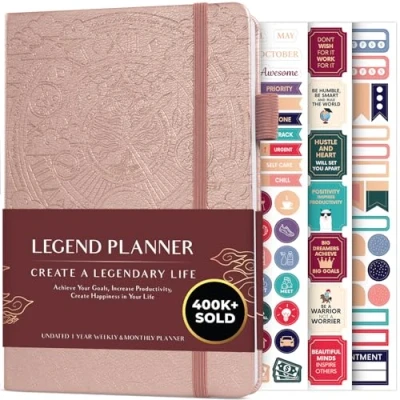Abbildung von Legend Planner Beste Wochenplanung und Monatskalender zur Steigerung der Produktivität, Erreichung von Zielen Zeitmanagement A5, undatiert Roségold (Englisch)