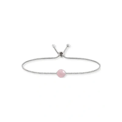 Abbildung von Engelsrufer Damen Armband aus Sterling Silber und Rosenquarz Kraftstein Anhänger, verstellbarer Schiebeverschluss, nickelfrei, ERB LILGEM RQ
