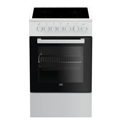 Abbildung von Beko FSM57100GW b100 Elektro Herd mit Glaskeramik Kochfeld, Freistehend, 50 cm Standherd, 55 Liter Volumen, Zeitschaltuhr, pflegeleichte Emaillierung, abnehmbare Backofentür, Schwarz