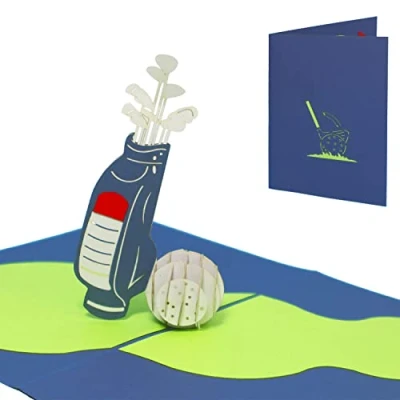 Abbildung von LINPopUp®, LIN17321, POP UP Karte Golf 3D Golfspiel, Grußkarte Golf, Geburtstagskarte Gutschein N213