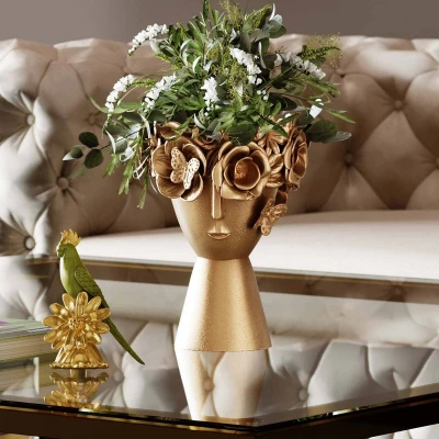 Abbildung von Kare Design Deko Vase Flowercrown, Gold, Blumenvase für Trockenblumen, Dekorationsvase, 31cm (H)