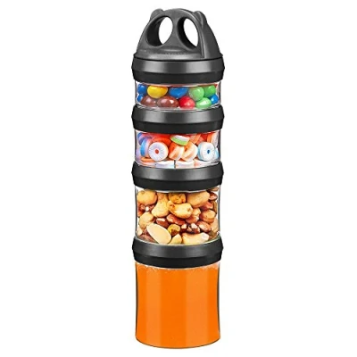 Abbildung von BeneLabel Vorratsdosen Set Vorratsbehälter Lebensmittel Lagerung Stapelbar 31oz Twist Lock Stapeln Nüsse Aufbewahrung &amp; Organisation Süßigkeiten Formel Reise Artikel Spender, BPA Frei, Schwarz