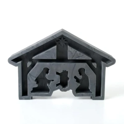 Abbildung von Handgefertigte 3D Silikon Form &quot;Weihnachtskrippe Stall&quot; aus hochwertigem zum Basteln handgegossener Deko Figuren (Krippe)