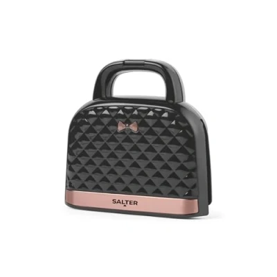 Abbildung von Salter Sandwich Toaster Handtaschenform Toaster, Antihaftbeschichtet, Tief gefüllt, Für 2 Toastsandwiches, 4 Scheiben Grillpresse, Automatische Temperaturkontrolle, Kühle Grifffläche, 750W, EK3677
