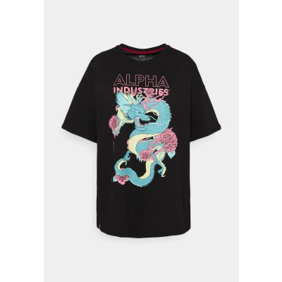 Abbildung von Alpha Industries Heritage Dragon Tshirt print, Damen, Größe: Small, Black