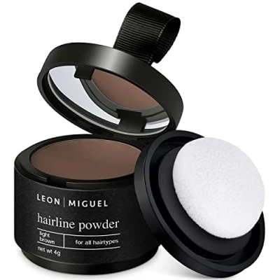 Abbildung von LEON MIGUEL Ansatzpuder Hairline Powder als wasserfesten Haar Concealer zum Ansatz kaschieren für Frauen und Männer, unsichtbares Make up zur Haarverdichtung 4g Grau