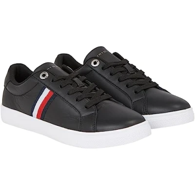 Abbildung von Tommy Hilfiger Damen Cupsole Sneaker Essential Stripes Court Schuhe, Schwarz (Black), 36