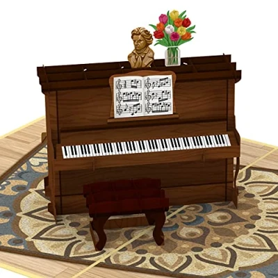 Abbildung von papercrush® Pop Up Karte Klavier 3D Geburtstagskarte mit Piano für Klavierspieler oder Pianist, Glückwunschkarte Klavierlehrerin und Klavierlehrer Besonderer Gutschein Klavierstunden