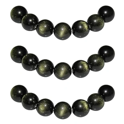 Abbildung von MJDCB Perlen zum Auffädeln 8mm 45 stück Goldener Obsidian Halbedelsteine mit Loch Natürliche Lose Runde Steinperlen für Herstellung Schmuck Armbänder Halsketten