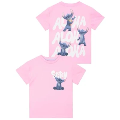 Abbildung von Disney Tshirt, Baumwolle T Shirt Mädchen, Lilo Und Stitch Tshirt Kinder Für Den Sommer, Rosa 116