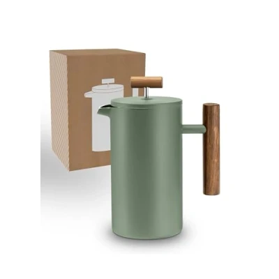 Abbildung von Lambda Coffee® Thermo French Press Edelstahl I 3 Größen erhältlich Kaffeebereiter aus Doppelwandig: Hält lange Warm Kaffeezubereiter Kaffeepresse (Grün, 1l (5 Tassen))