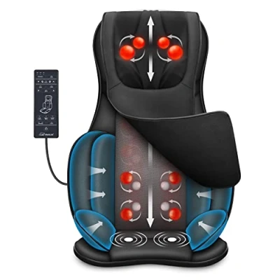 Abbildung von Snailax Shiatsu Massagesitzauflage mit Wärme, Ganzkörper Massageauflage Kompression Kneten Vibration, Elektrischer Massagegerät für Rücken Nacken Schulter, Geschenke