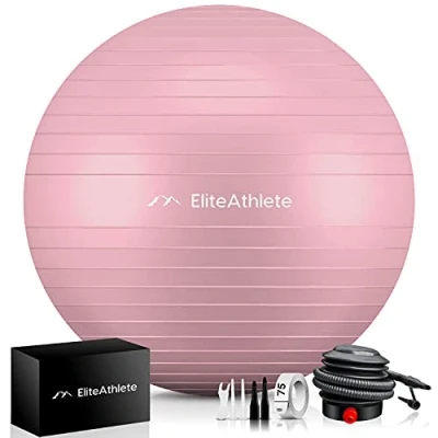 Abbildung von EliteAthlete Gymnastikball Sitzball Büro ergonomisch mit Anti Burst System Fitness Pilates Schwangerschaft Schwangerschaftsball Fitnessball Yogaball Yoga Ball 55cm inkl. Luftpumpe