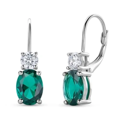 Abbildung von MIORE Schmuck, Ohrhänger Damen, Ohrringe Silber 925, Damenohrringe mit Smaragd Stein und Zirkonia, grün, Creolen Ohrschmuck