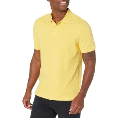 Abbildung von Amazon Essentials Herren Piqué Poloshirt aus Baumwolle, Schmale Passform, Gelb, M