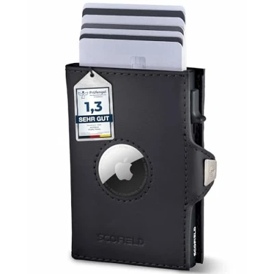 Abbildung von SF SCOFIELD Duality Airtag Wallet mit Münzfach I Geldbeutel für 8 10 Karten Geldbörse Herren RFID Schutz Slim Smart Kartenetui Air Tag Fach Portemonnaie